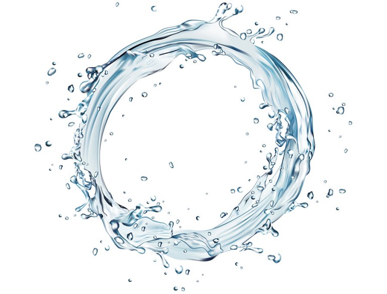 Water flows and splashes in a circle