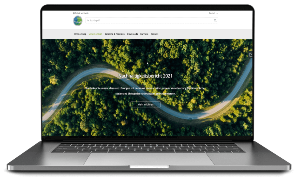 TUNAP Website Nachhaltigkeitsbericht 2021